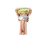 Rose gold Fancy Yellow Princess Cut Diamond Three-Stone Ring with Prong Setting and Pavé Band_5