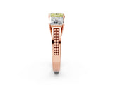 Rose gold Fancy Yellow Princess Cut Diamond Three-Stone Ring with Prong Setting and Textured Band_2
