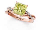 Rose gold Fancy Yellow Princess  Cut Diamond Twist Band Solitaire with Prong Setting_1