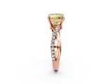 Rose gold Fancy Yellow Princess  Cut Diamond Twist Band Solitaire with Prong Setting_2