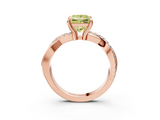 Rose gold Fancy Yellow Princess  Cut Diamond Twist Band Solitaire with Prong Setting_3