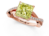 Rose gold Fancy Yellow Princess  Cut Diamond Twisted Band Engagement Ring with Prong Setting_4