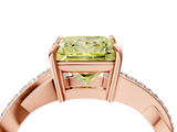 Rose gold Fancy Yellow Princess  Cut Diamond Twisted Band Engagement Ring with Prong Setting_7