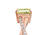 Rose gold Fancy Yellow Princess  Cut Diamond Twisted Band Engagement Ring with Prong Setting_8