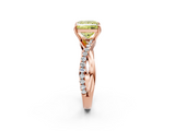 Rose gold Fancy Yellow Princess  Cut Diamond Twisted Band with Pavé Setting and Four-Prong Setting_2