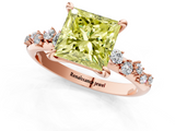 Rose gold Fancy Yellow Princess  Cut Diamond Vine Band with Four-Prong Setting_1