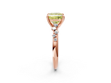 Rose gold Fancy Yellow Princess  Cut Diamond Vine Band with Four-Prong Setting_2