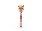 Rose gold Fancy Yellow Princess  Cut Diamond with Milgrain Marquise and Bezel Accents on a Solitaire Band with Prong Setting_2