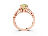 Rose gold Fancy Yellow Princess  Cut Diamond with Milgrain Marquise and Bezel Accents on a Solitaire Band with Prong Setting_3