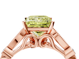 Rose gold Fancy Yellow Princess  Cut Diamond with Milgrain Marquise and Bezel Accents on a Solitaire Band with Prong Setting_4