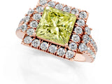 Rose gold Fancy Yellow Princess  Cut Double Halo Diamond Engagement Ring with Pave Band and Four-Prong Setting_43