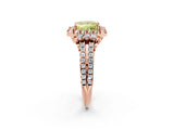 Rose gold Fancy Yellow Princess  Cut Double Halo Diamond Engagement Ring with Pave Band and Four-Prong Setting_44