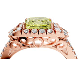Rose gold Fancy Yellow Princess  Cut Double Halo Diamond Engagement Ring with Pave Band and Four-Prong Setting_46