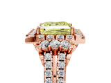 Rose gold Fancy Yellow Princess  Cut Double Halo Diamond Engagement Ring with Pave Band and Four-Prong Setting_47