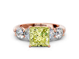 Rose gold Fancy Yellow Princess  Cut Five-Stone Prong Set Diamond Ring with Classic Band_30