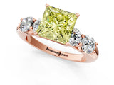 Rose gold Fancy Yellow Princess  Cut Five-Stone Prong Set Diamond Ring with Classic Band_31
