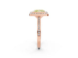 Rose gold Fancy Yellow Princess Cut Halo Bezel Diamond Pave Band Ring_2