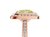Rose gold Fancy Yellow Princess Cut Halo Bezel Diamond Pave Band Ring_5