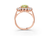 Rose gold Fancy Yellow Princess Cut Halo Cluster Diamond Ring with Pave Band and Four-Prong Setting_15