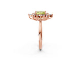 Rose gold Fancy Yellow Princess Cut Halo Diamond Cluster Ring with Marquise and Round Stones on a White Gold Band with Prong Setting_2