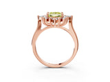 Rose gold Fancy Yellow Princess Cut Halo Diamond Cluster Ring with Marquise and Round Stones on a White Gold Band with Prong Setting_3