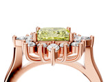 Rose gold Fancy Yellow Princess Cut Halo Diamond Cluster Ring with Marquise and Round Stones on a White Gold Band with Prong Setting_4