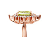 Rose gold Fancy Yellow Princess Cut Halo Diamond Cluster Ring with Marquise and Round Stones on a White Gold Band with Prong Setting_5