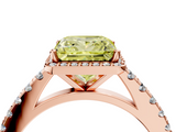 Rose gold Fancy Yellow Princess  Cut Halo Diamond Engagement Ring with Pave Band and Four-Prong Setting_4
