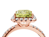 Rose gold Fancy Yellow Princess  Cut Halo Diamond Engagement Ring with Pave Band and Four-Prong Setting_4