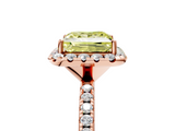 Rose gold Fancy Yellow Princess  Cut Halo Diamond Engagement Ring with Pave Band and Four-Prong Setting_5