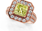 Rose gold Fancy Yellow Princess Cut Halo Diamond Engagement Ring with Pave Split Shank and Four-Prong Setting_1