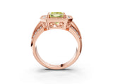 Rose gold Fancy Yellow Princess Cut Halo Diamond Engagement Ring with Pave Split Shank and Four-Prong Setting_3