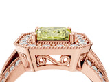 Rose gold Fancy Yellow Princess Cut Halo Diamond Engagement Ring with Pave Split Shank and Four-Prong Setting_4