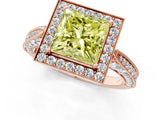 Rose gold Fancy Yellow Princess Cut Halo Diamond Engagement Ring with Split Shank Band and Four-Prong Setting_1