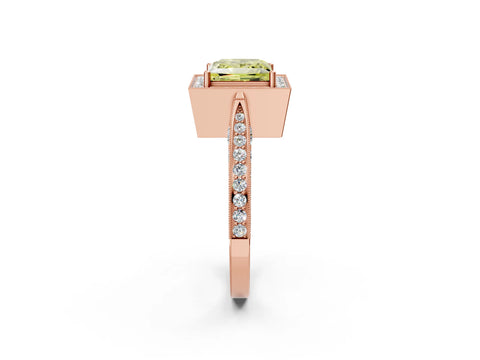 Rose gold Fancy Yellow Princess Cut Halo Diamond Engagement Ring with Split Shank Band and Four-Prong Setting_2