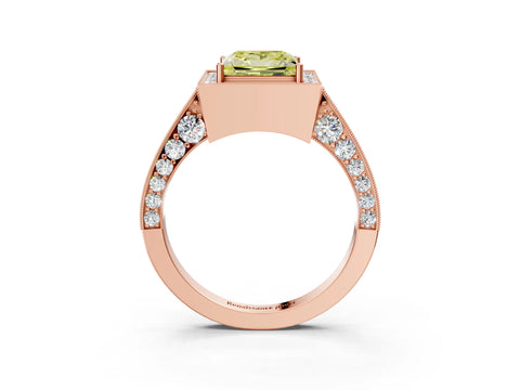 Rose gold Fancy Yellow Princess Cut Halo Diamond Engagement Ring with Split Shank Band and Four-Prong Setting_3