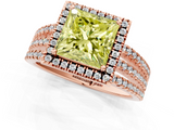 Rose gold Fancy Yellow Princess  Cut Halo Diamond Engagement Ring with Split Shank and Four-Prong Setting_1