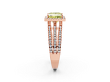 Rose gold Fancy Yellow Princess  Cut Halo Diamond Engagement Ring with Split Shank and Four-Prong Setting_2