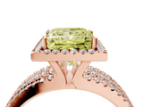Rose gold Fancy Yellow Princess  Cut Halo Diamond Engagement Ring with Split Shank and Four-Prong Setting_4
