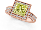 Rose gold Fancy Yellow Princess  Cut Halo Diamond Pave Band Ring with Four-Prong Setting_1