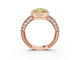 Rose gold Fancy Yellow Princess  Cut Halo Diamond Pave Band Ring with Four-Prong Setting_3