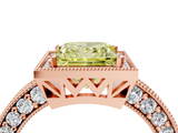 Rose gold Fancy Yellow Princess  Cut Halo Diamond Pave Band Ring with Four-Prong Setting_4