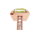 Rose gold Fancy Yellow Princess  Cut Halo Diamond Pave Band Ring with Four-Prong Setting_5