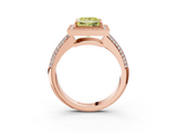 Rose gold Fancy Yellow Princess  Cut Halo Diamond Pave Band with Four-Prong Setting_3