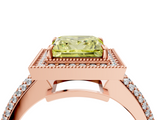 Rose gold Fancy Yellow Princess  Cut Halo Diamond Pave Band with Four-Prong Setting_4