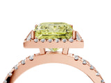Rose gold Fancy Yellow Princess Cut Halo Diamond Pave Band with Prong Setting_4