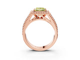 Rose gold Fancy Yellow Princess Cut Halo Diamond Ring with Beaded Split Shank and Four-Prong Setting_3