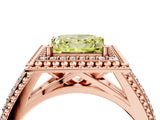 Rose gold Fancy Yellow Princess Cut Halo Diamond Ring with Beaded Split Shank and Four-Prong Setting_4