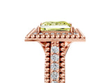 Rose gold Fancy Yellow Princess Cut Halo Diamond Ring with Beaded Split Shank and Four-Prong Setting_5