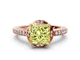 Rose gold Fancy Yellow Princess  Cut Halo Diamond Ring with Channel Set Band and Four-Prong Setting_28